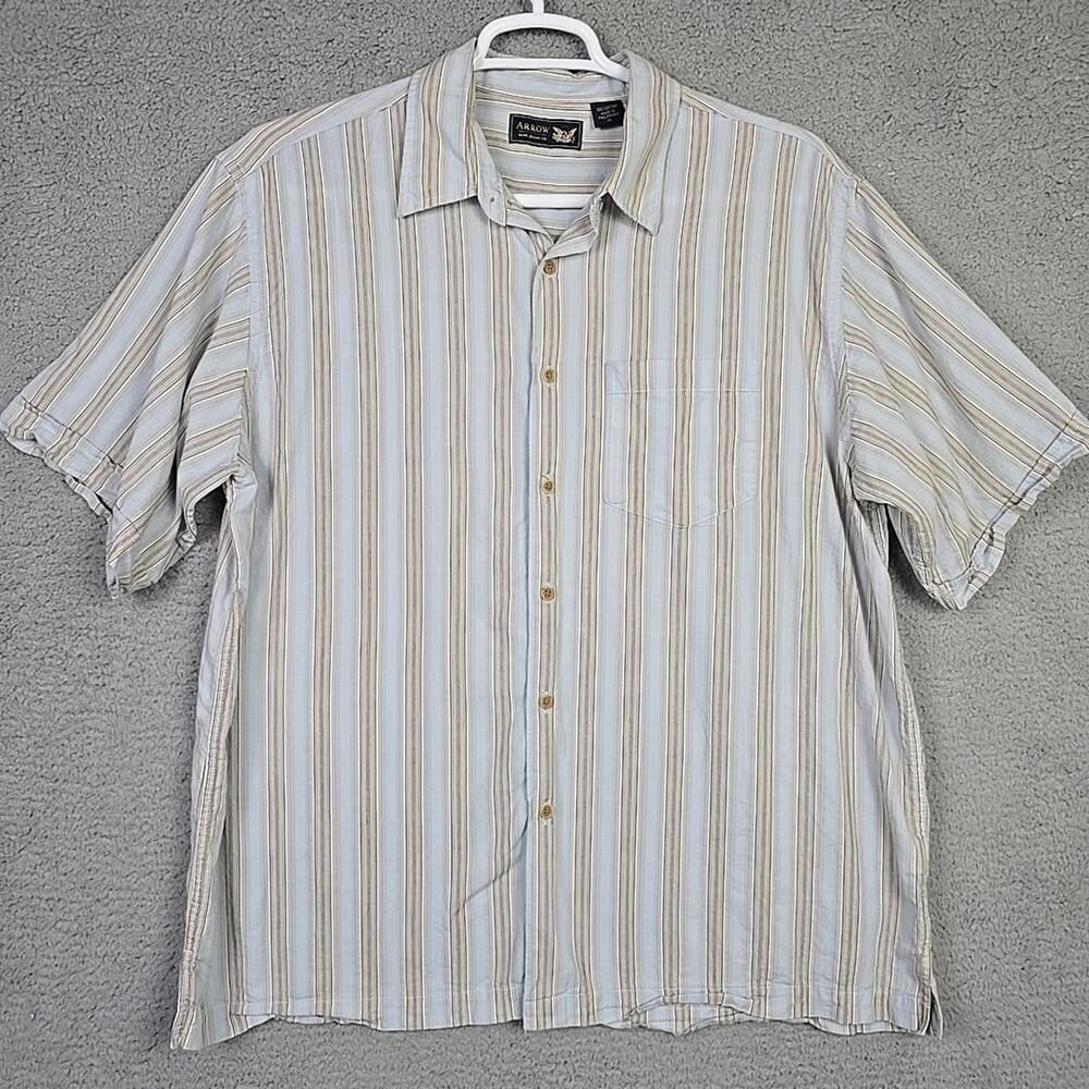 Arrow Men's Short Sleeve Shirt Chest Pocket Size XL  100% Cotton